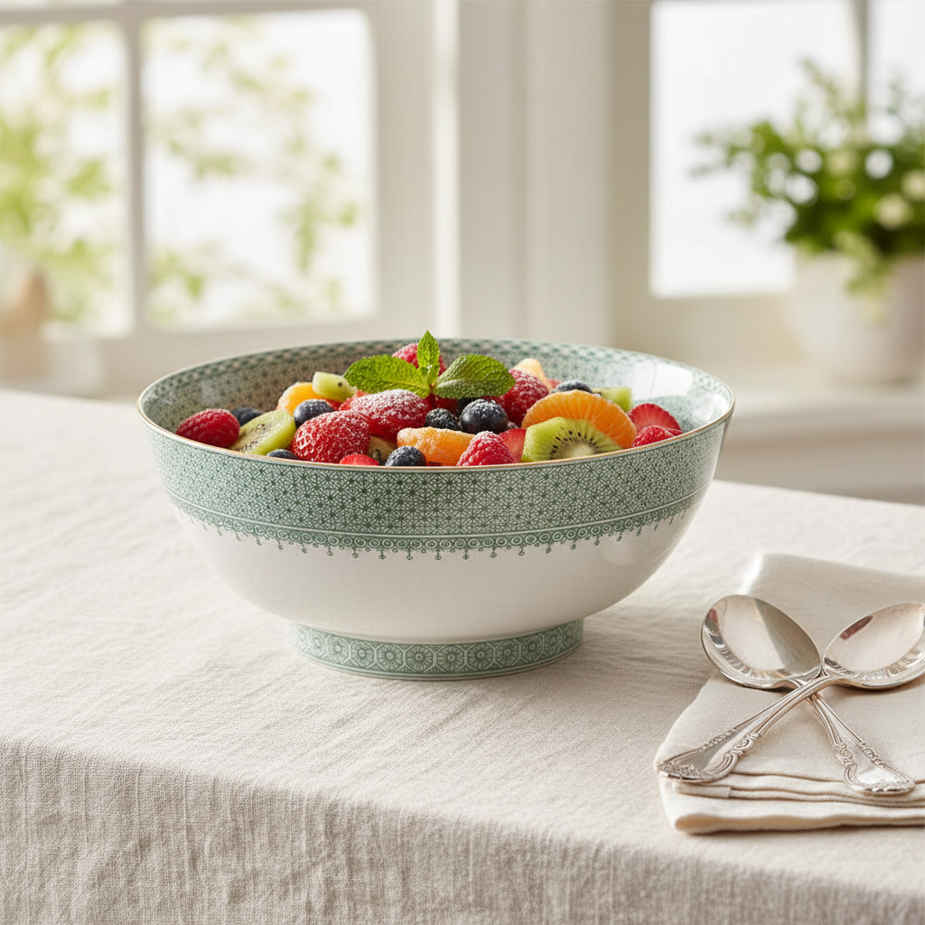 Lace Green Round Serving Bowl - Ambiente Elegante