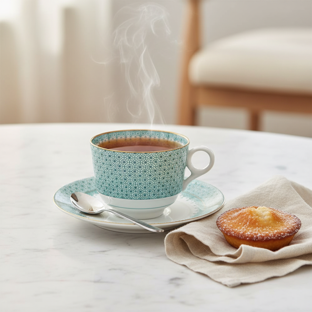 Lace Green Tea Cup & Saucer - Ambiente Elegante