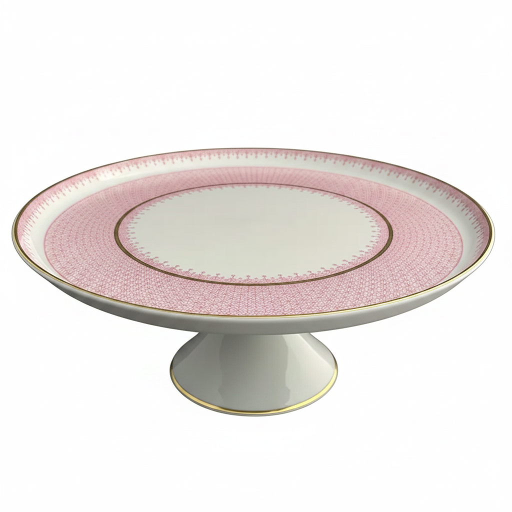 Lace Pink Cake Stand Large - Fondo Blanco