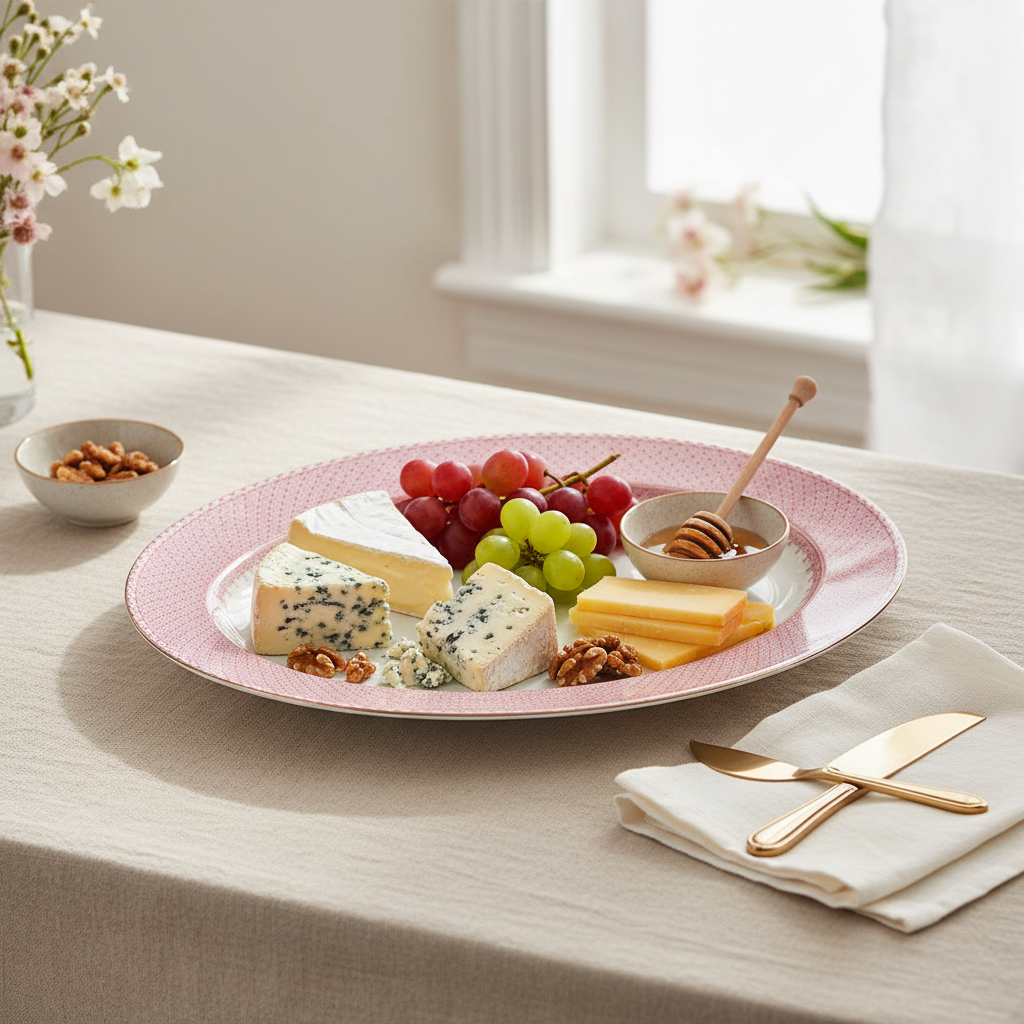 Lace Pink Oval Platter - Ambiente Elegante