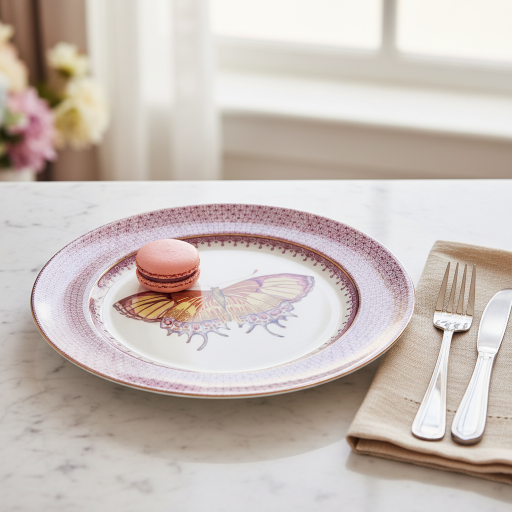 Lace Plum Dessert Plate Butterfly - Ambiente Elegante