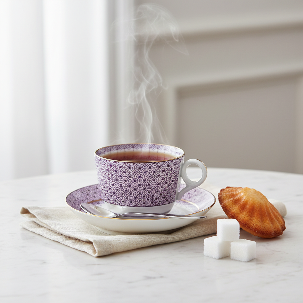 Lace Plum Tea Cup & Saucer - Ambiente Elegante