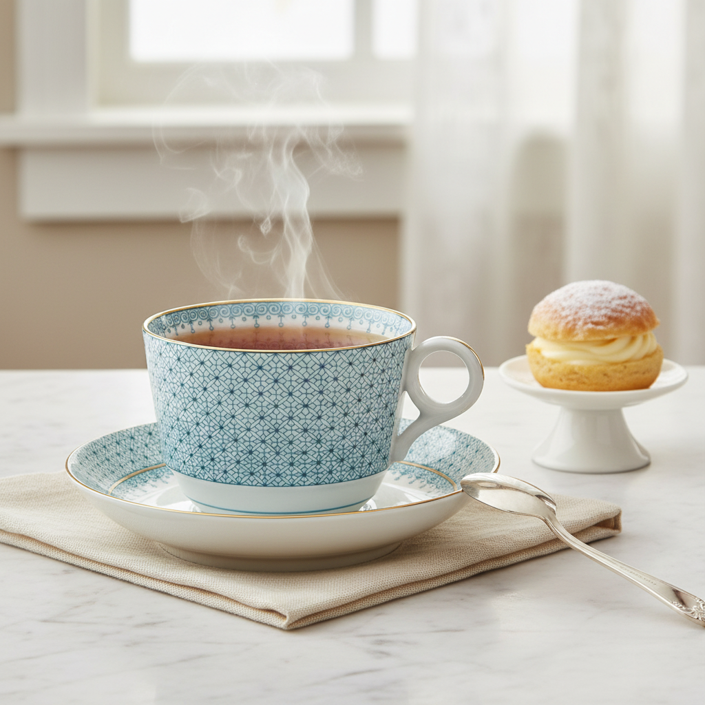 Lace Turquoise Tea Cup & Saucer - Ambiente Elegante