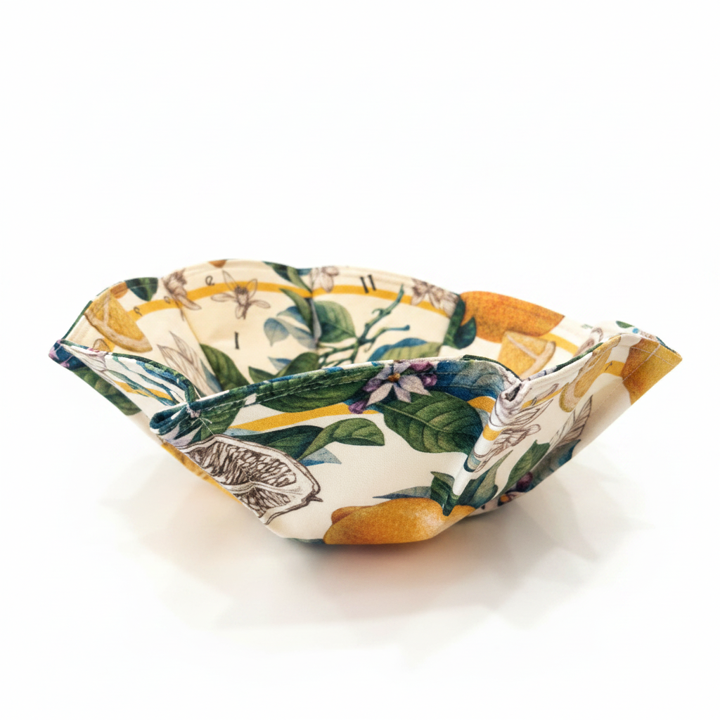 Lemon fabric basket fondo blanco