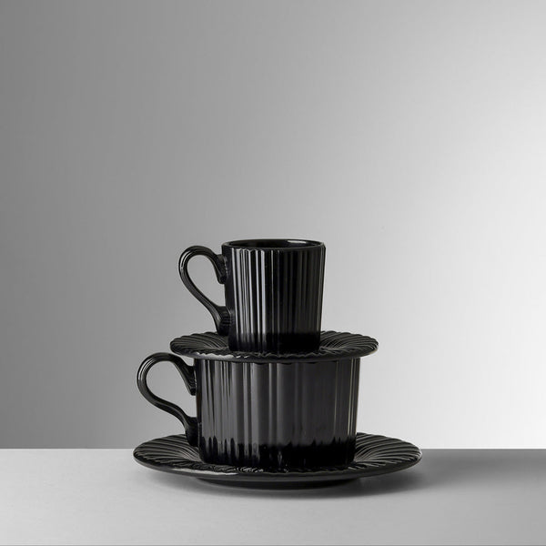 Lucilla - Espresso Cup & Saucer Black (Set of 2)