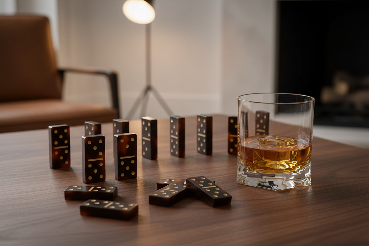 Lucite Tortoise Shell Domino Set - Lifestyle