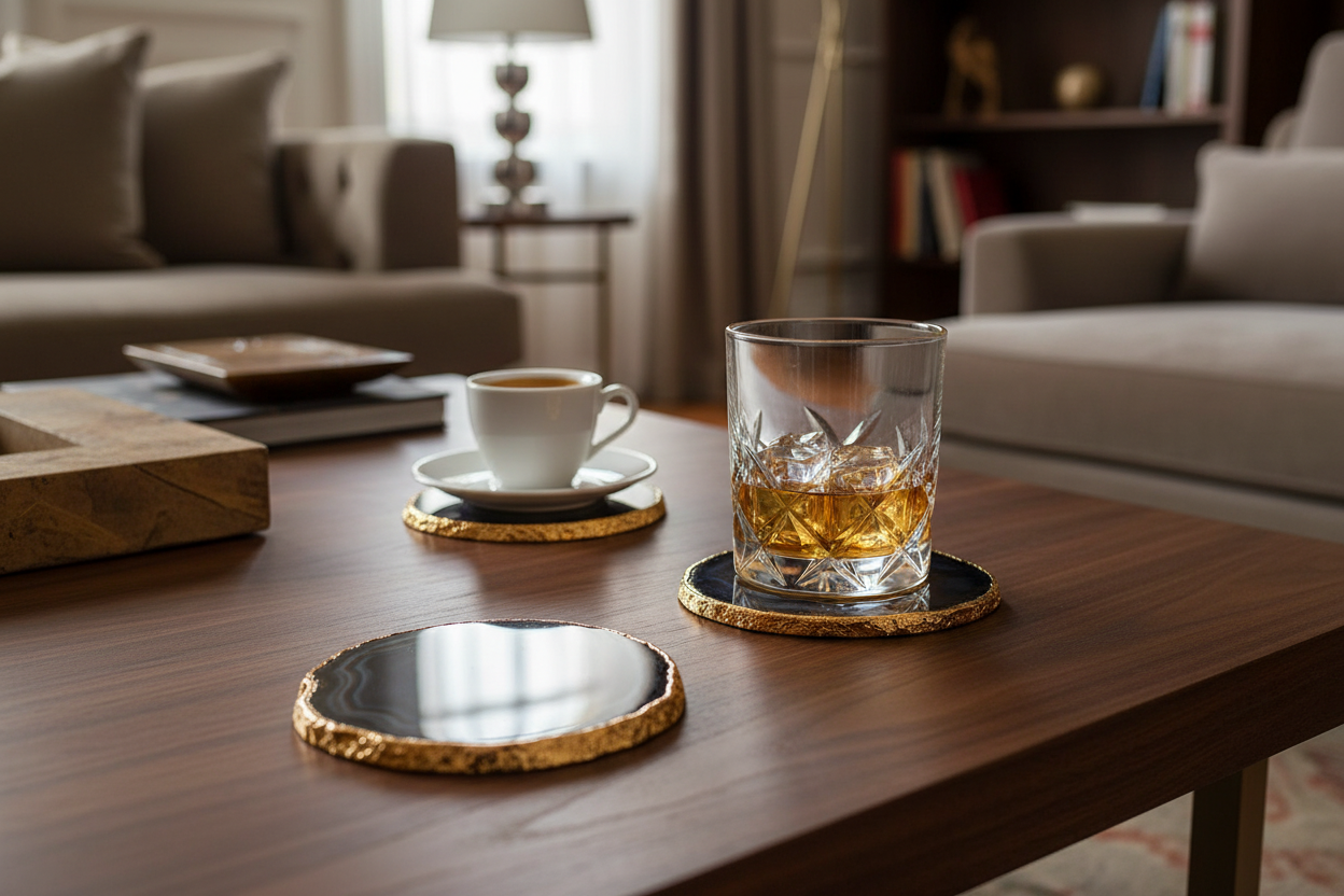 Lumino Midnight Agate Coasters - Lifestyle