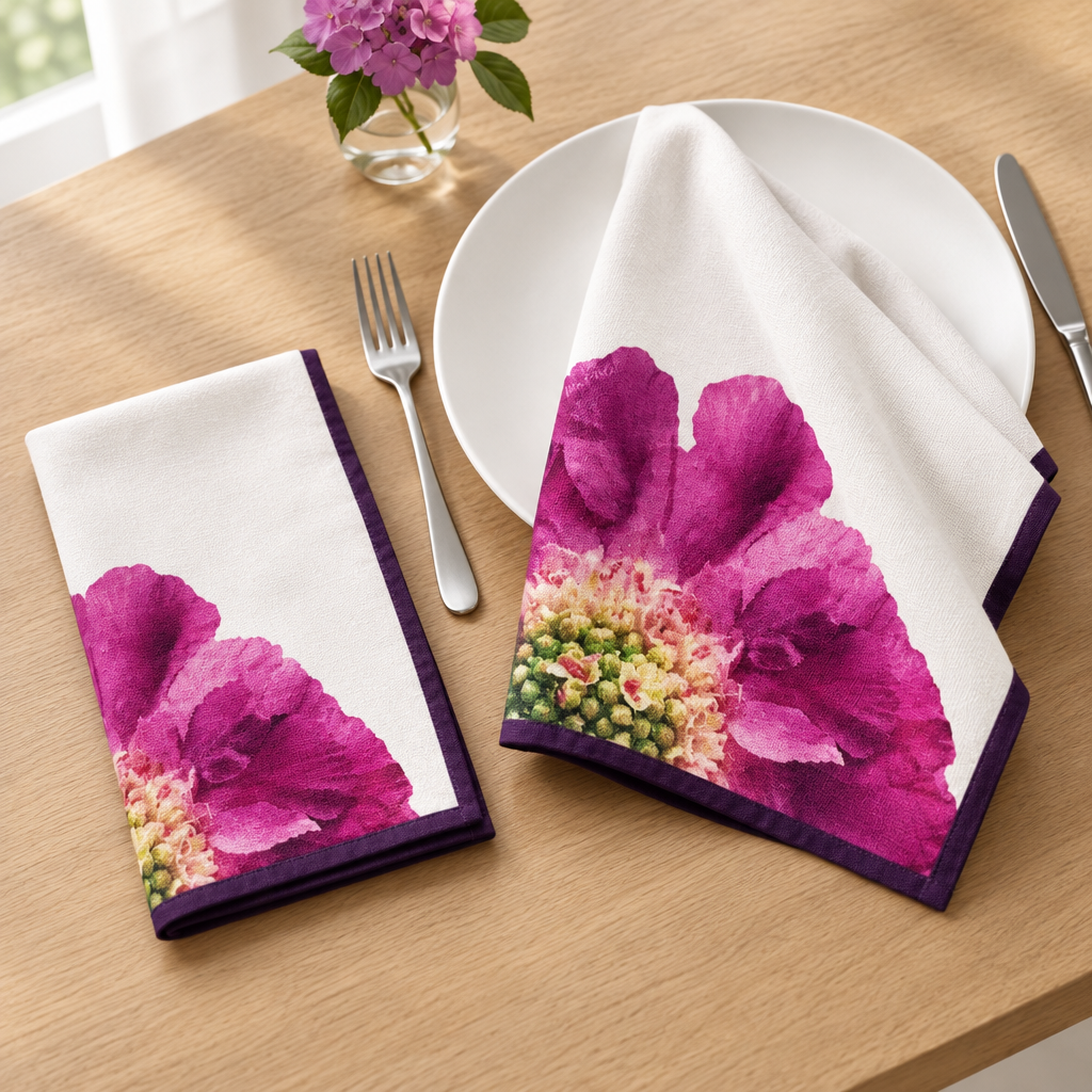 Ma Perle My Flowers Napkin Purple ambientadas en mesa puesta