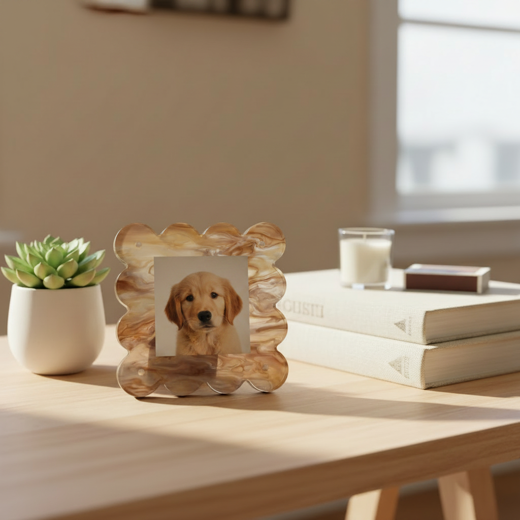 Marbled Brown Frame - Con foto de cachorro