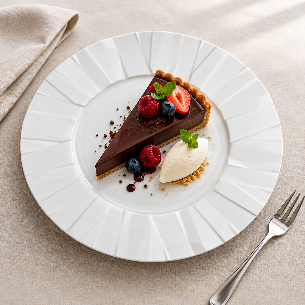 Matrix Dessert Plate XL ambientado con postre gourmet