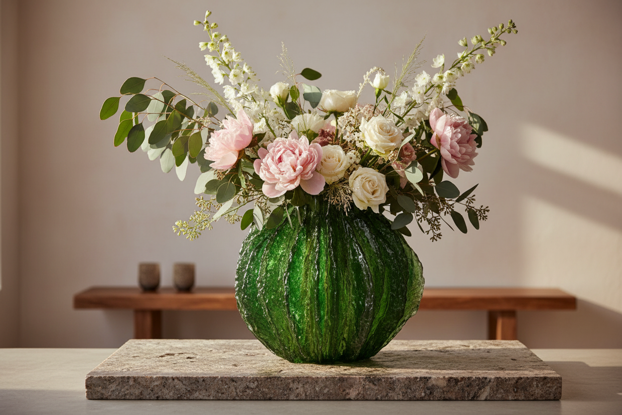 Mercer Large Green Vase - Lifestyle