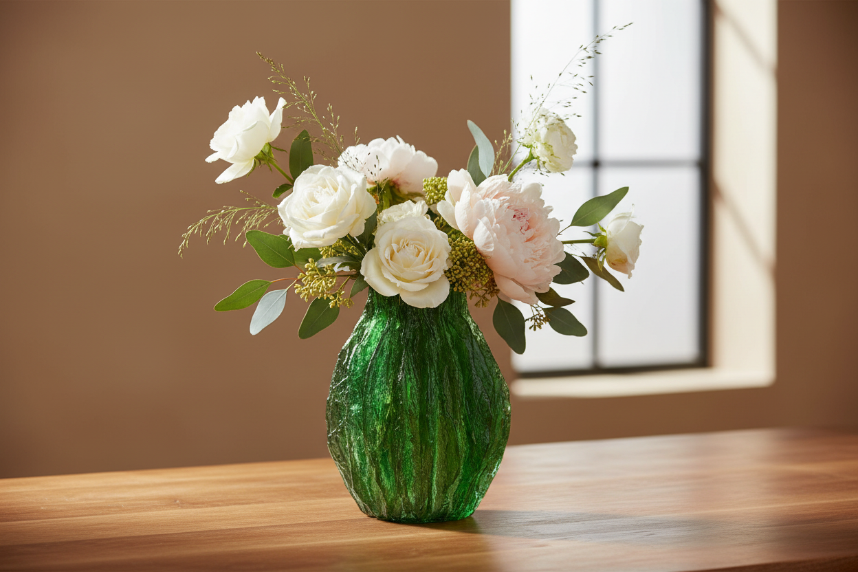 Mercer Small Green Vase - Lifestyle