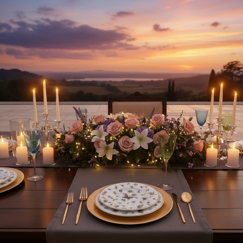 Mesa romántica y elegante para dos con tus piezas