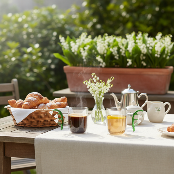 Mugs Botanica con flores blancas - ambientación terraza