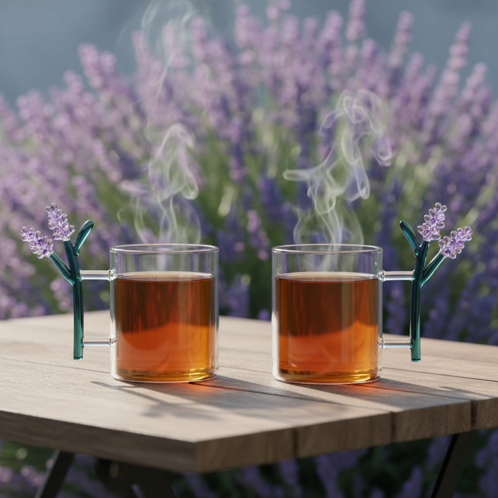 Mugs Botanica Lavender Blossom cristal - ambientación terraza