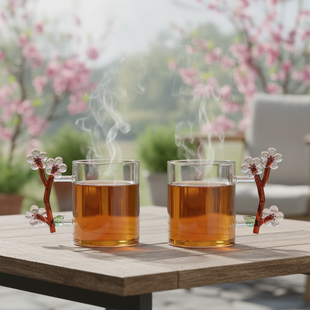 Mugs Botanica Peach Blossom cristal - ambientación terraza