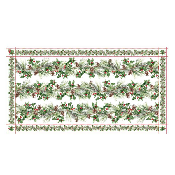 Christmas - N130 Tablecloth Green Berries 122"x60"