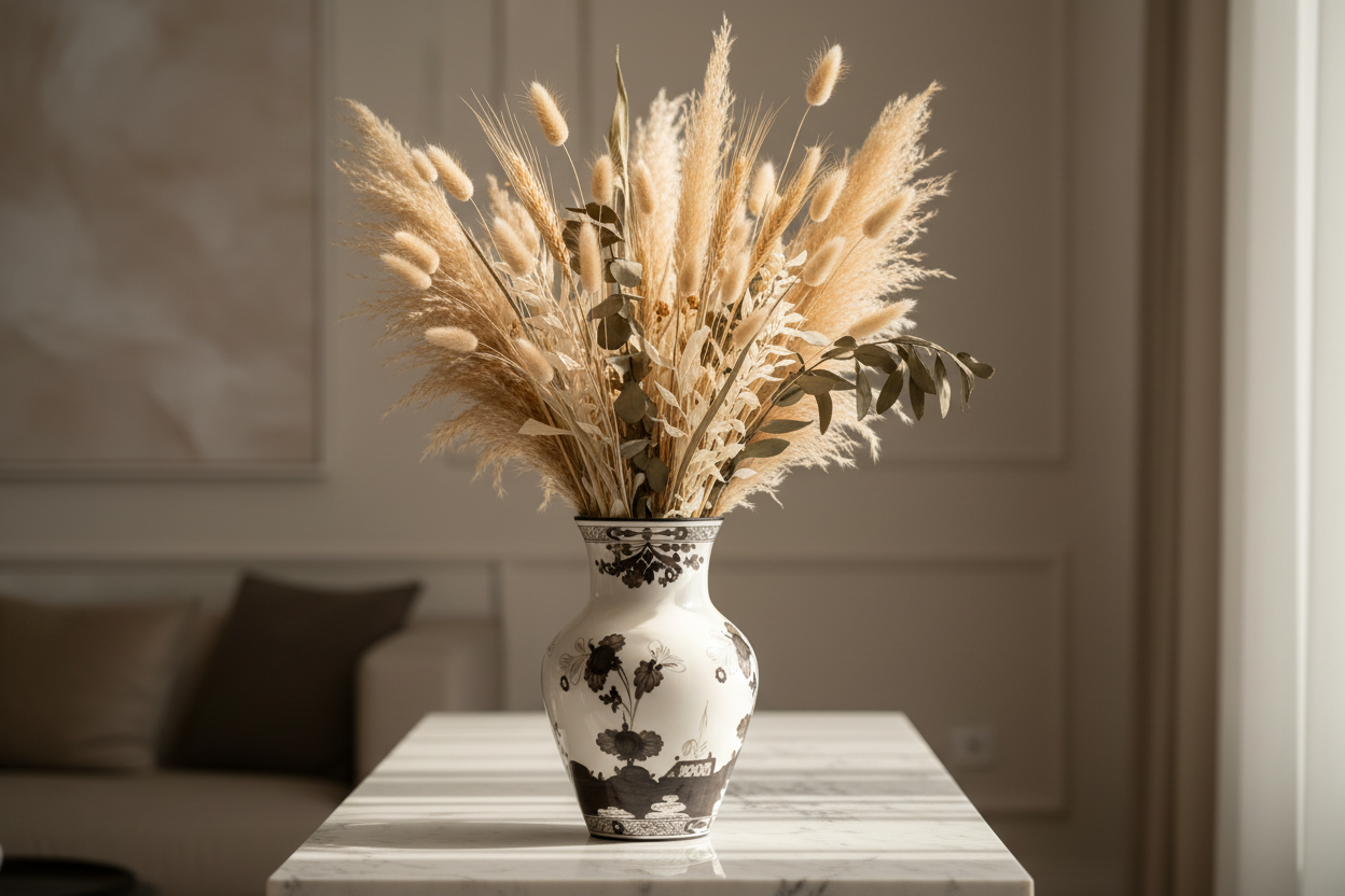 Oriente Italiano Albus Ming Vase - Con espigas