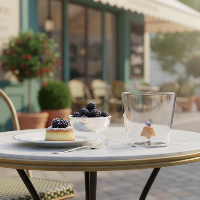 Patisserie Tumbler Charlotte Cake with Blackberry - Terraza estilo parisino