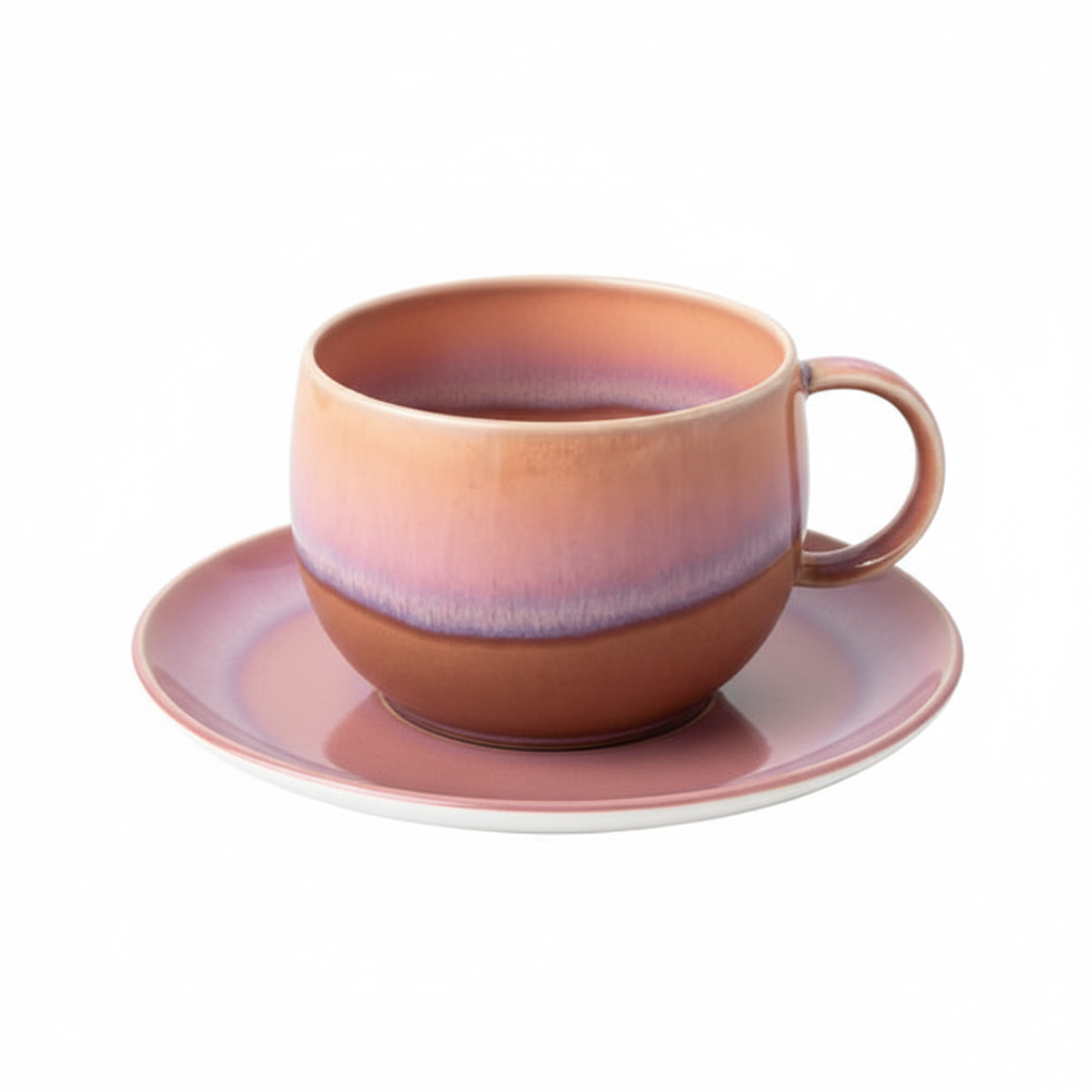 Perlemor Coral Coffee Cup & Saucer - Fondo blanco