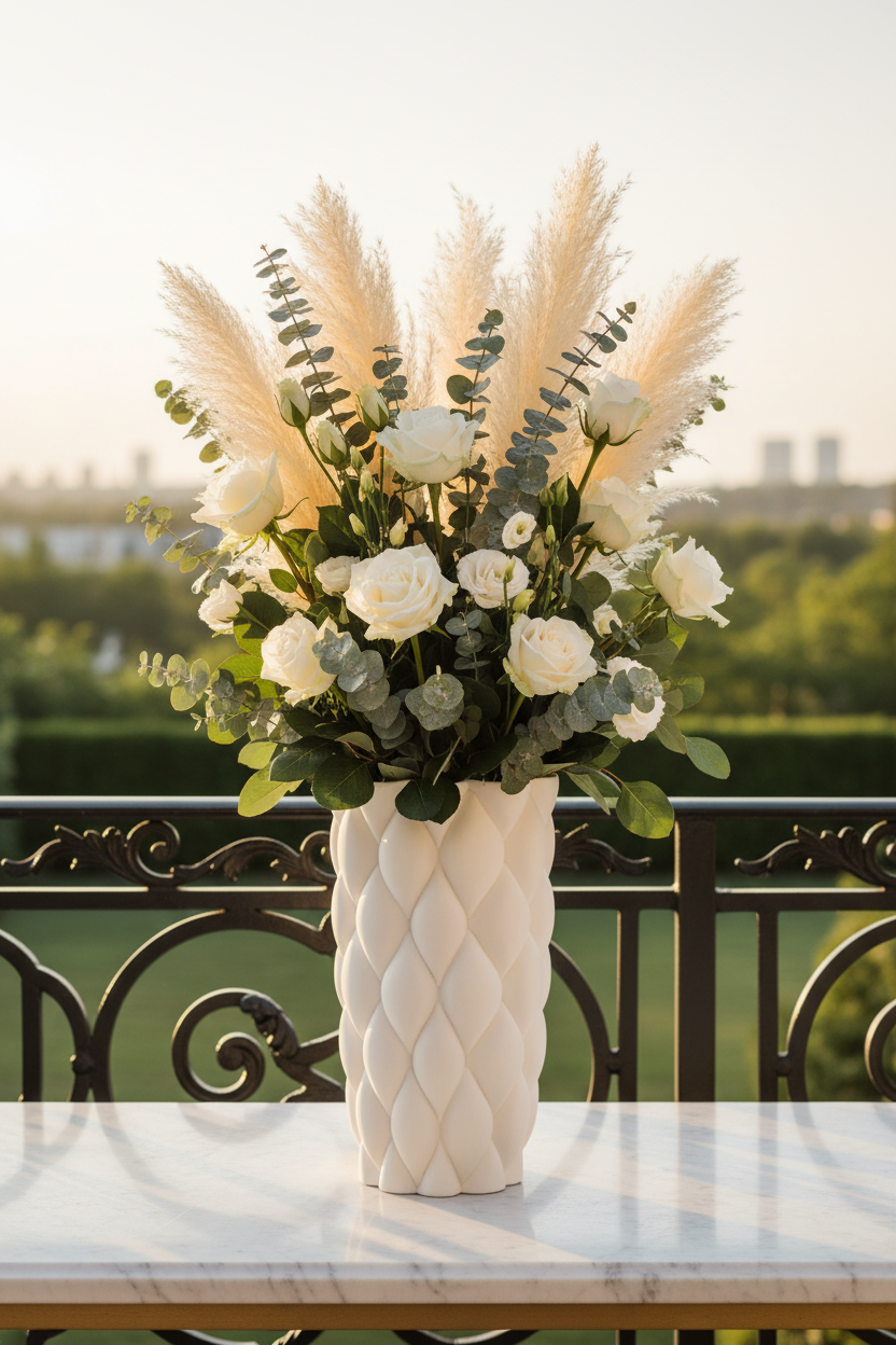 Pillowed Cylinder Vase - Terraza elegante