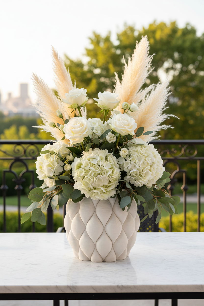 Pillowed Large Vase 9" - Terraza elegante