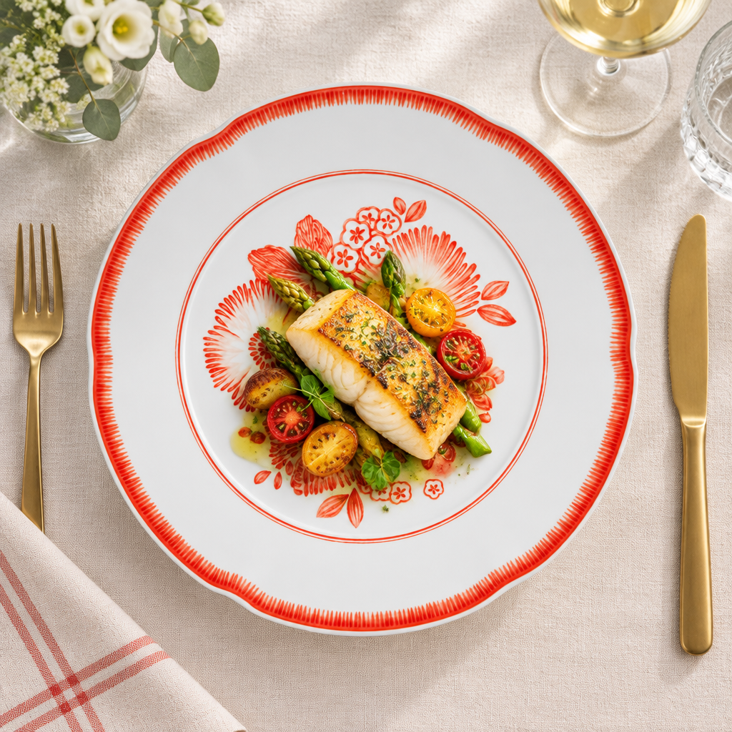 Plato Coralina ambientado con comida
