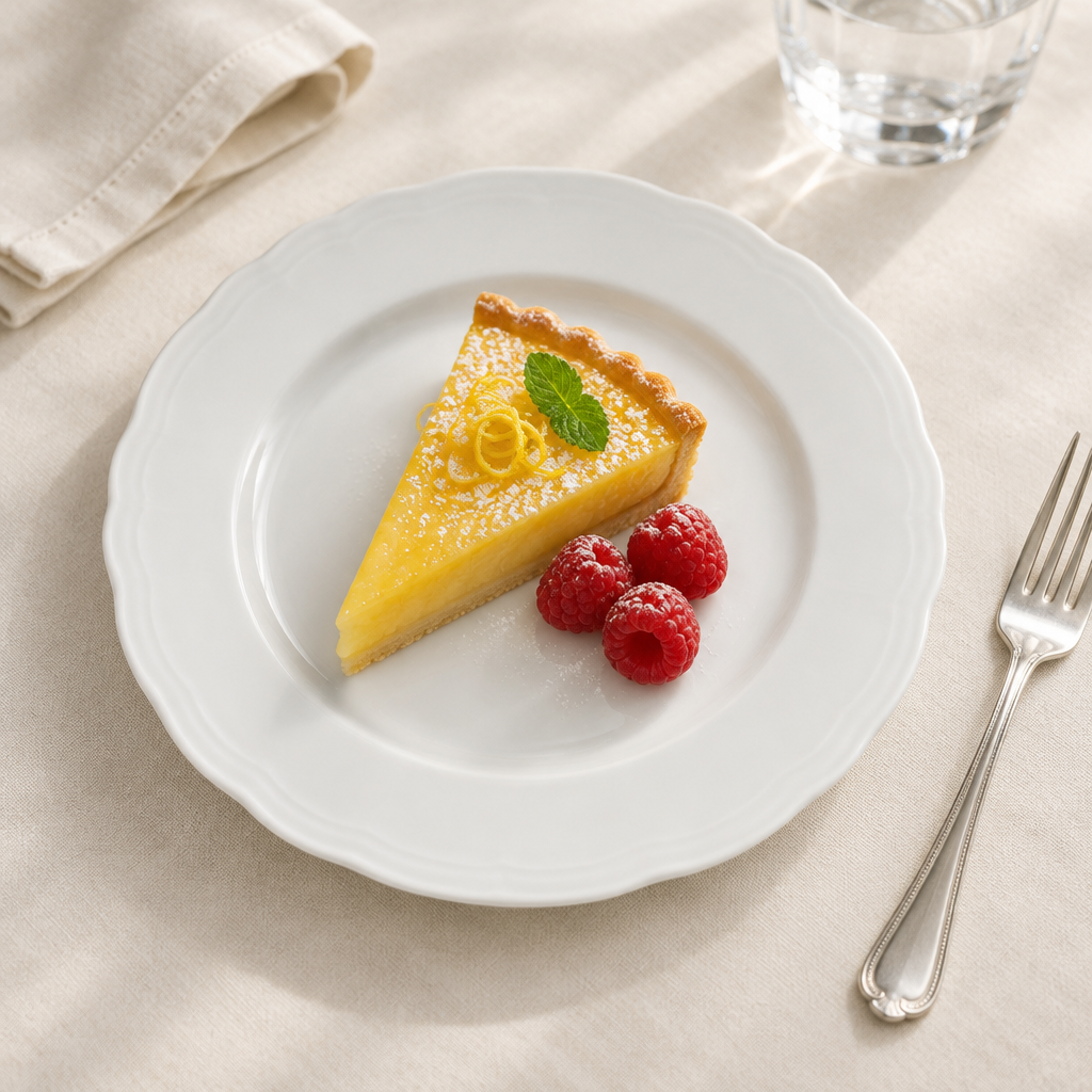 Plato de postre Antico Doccia ambientado