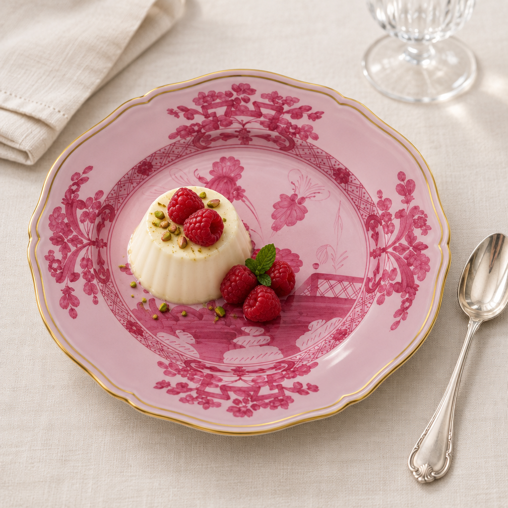 Plato de postre Oriente Italiano Gold Porpora ambientado