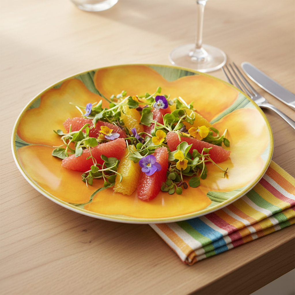 Plato Floral Naranja - Ambientado