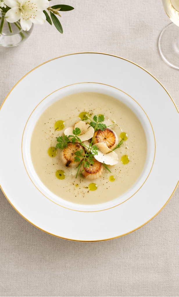 Plato hondo Palmyre con alas ambientado con sopa