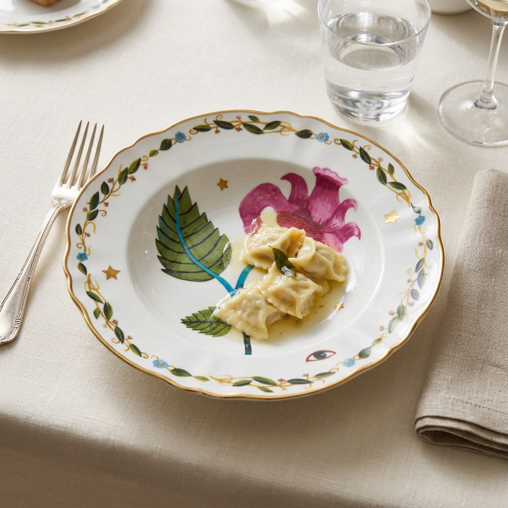 Plato hondo Pink Flower ambientado