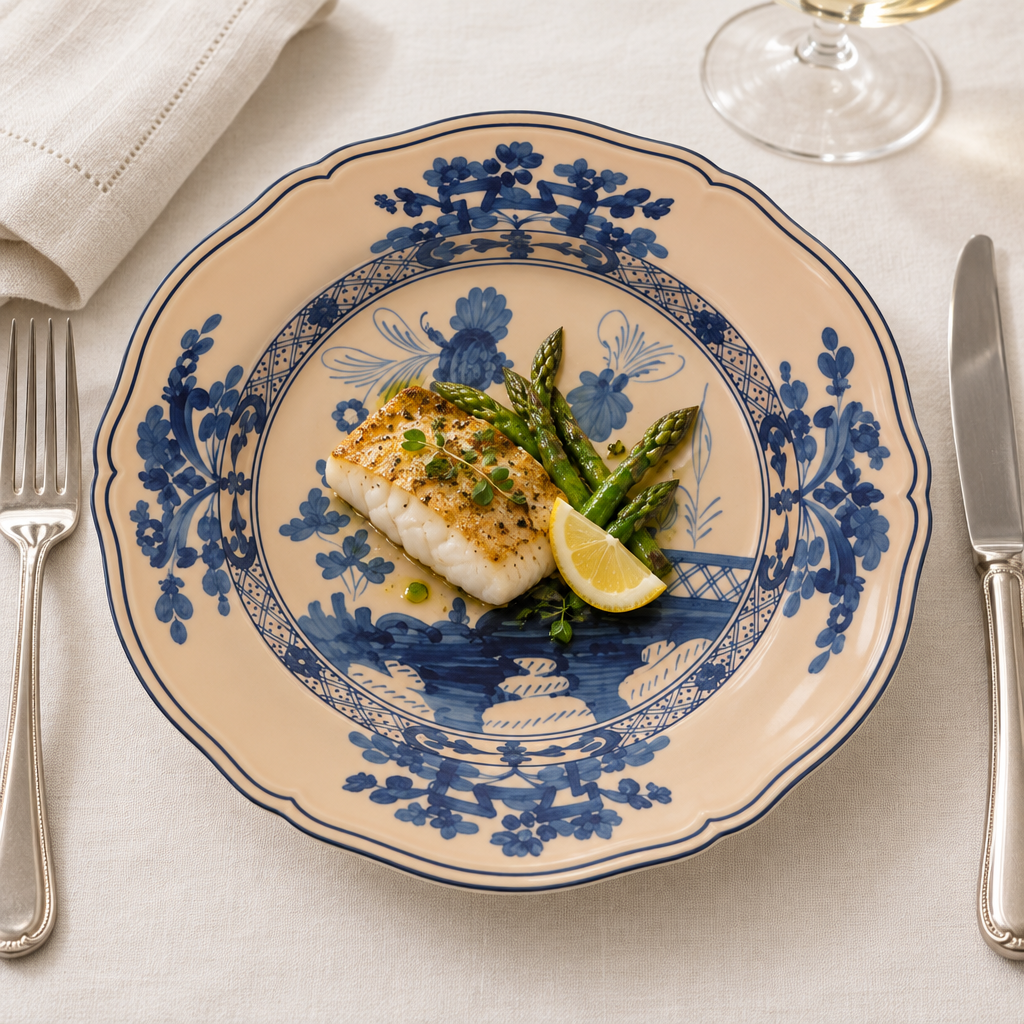 Plato llano Oriente Italiano Cipria ambientado