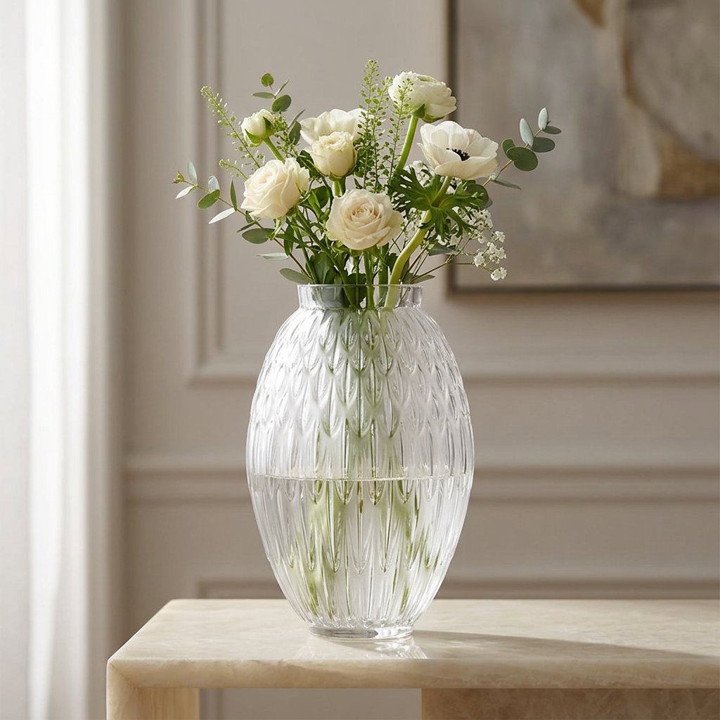 Plumes Clear con flores en un ambiente elegante