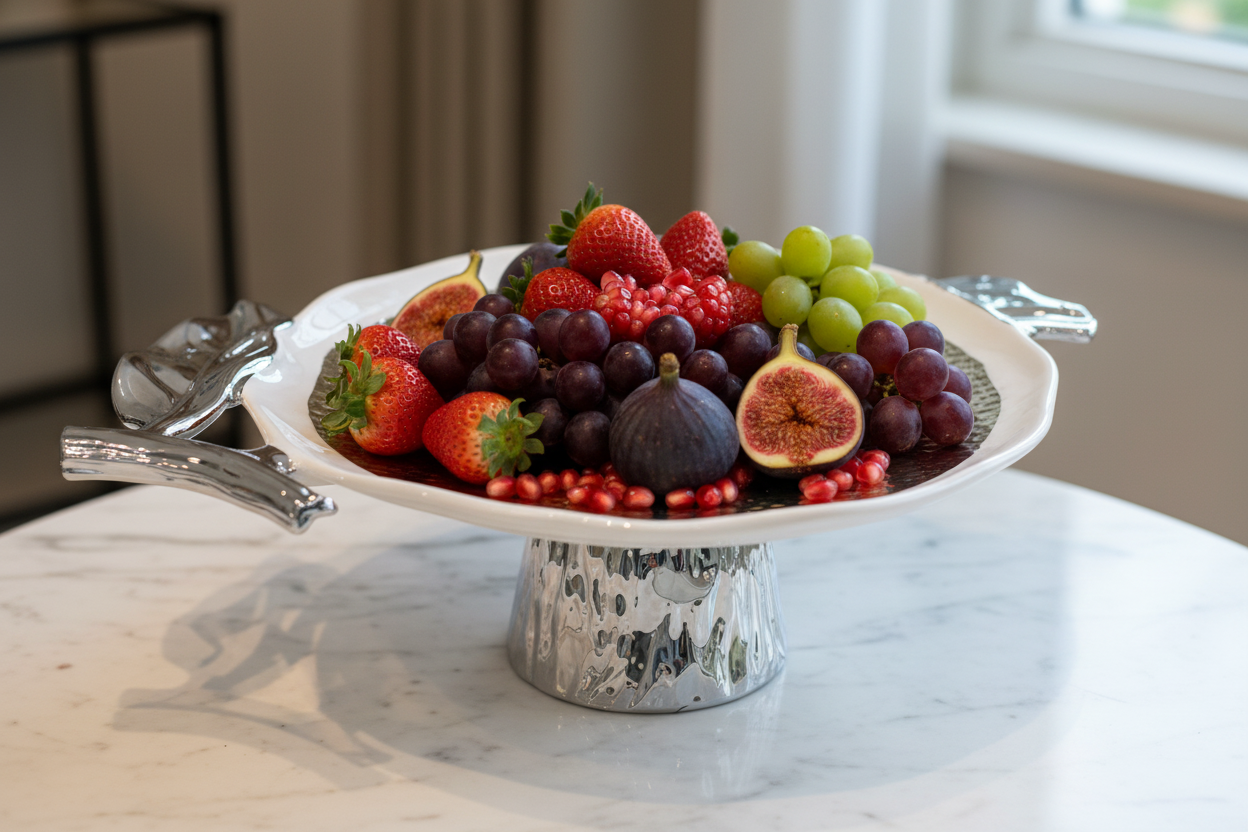 Pomegranate Cake Stand Silver - Con frutas