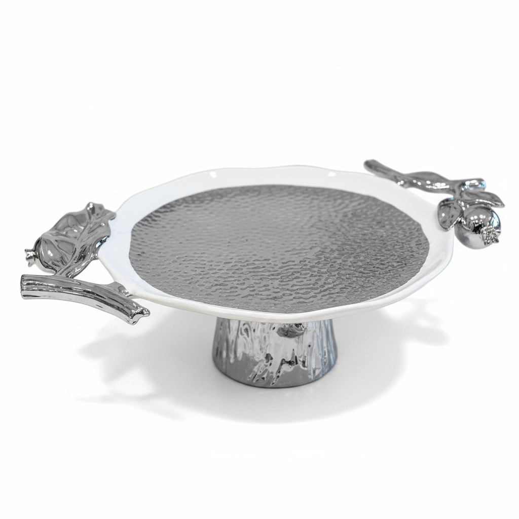 Pomegranate Cake Stand Silver - Fondo blanco
