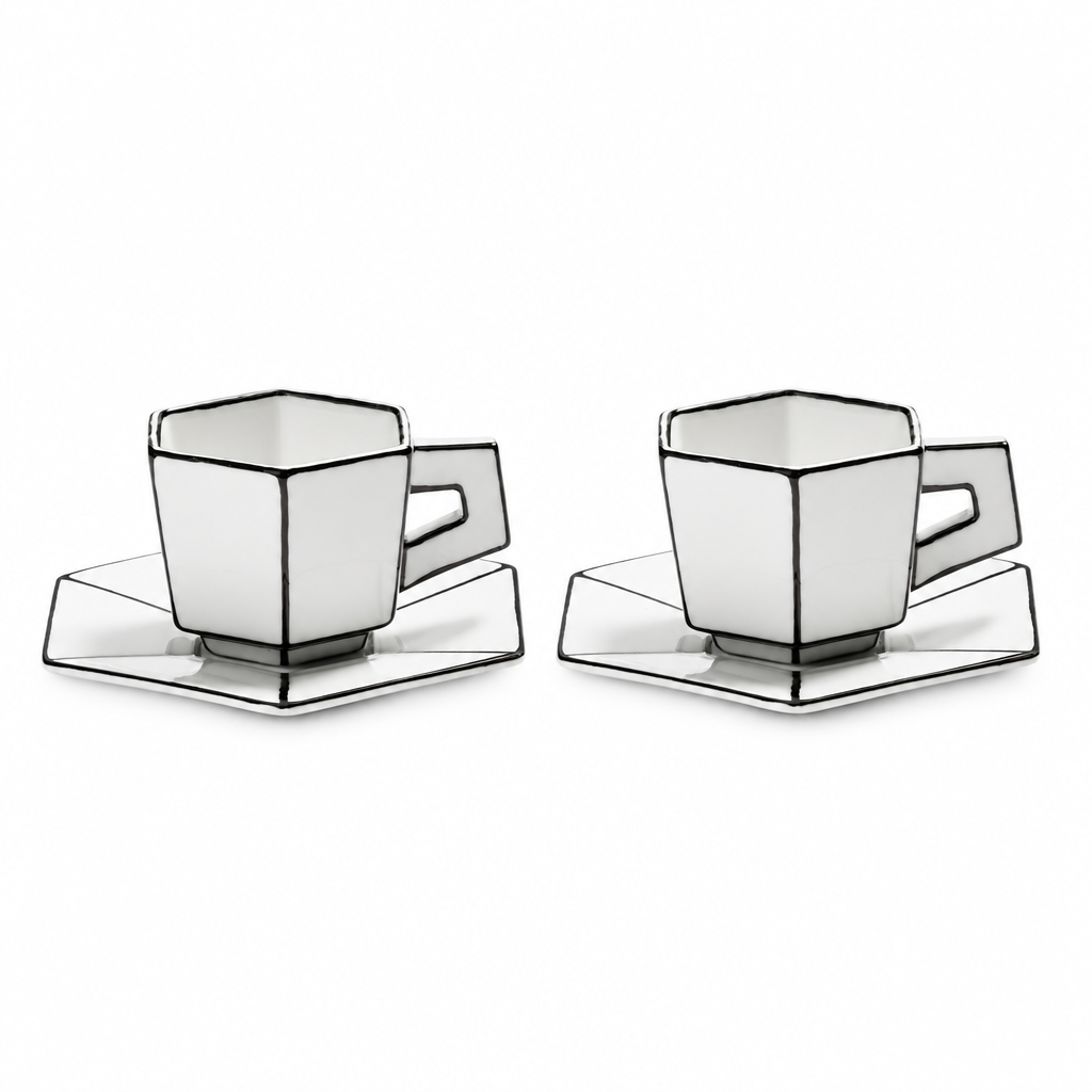 Propuesta de foto sobre blanco del set de dos espresso