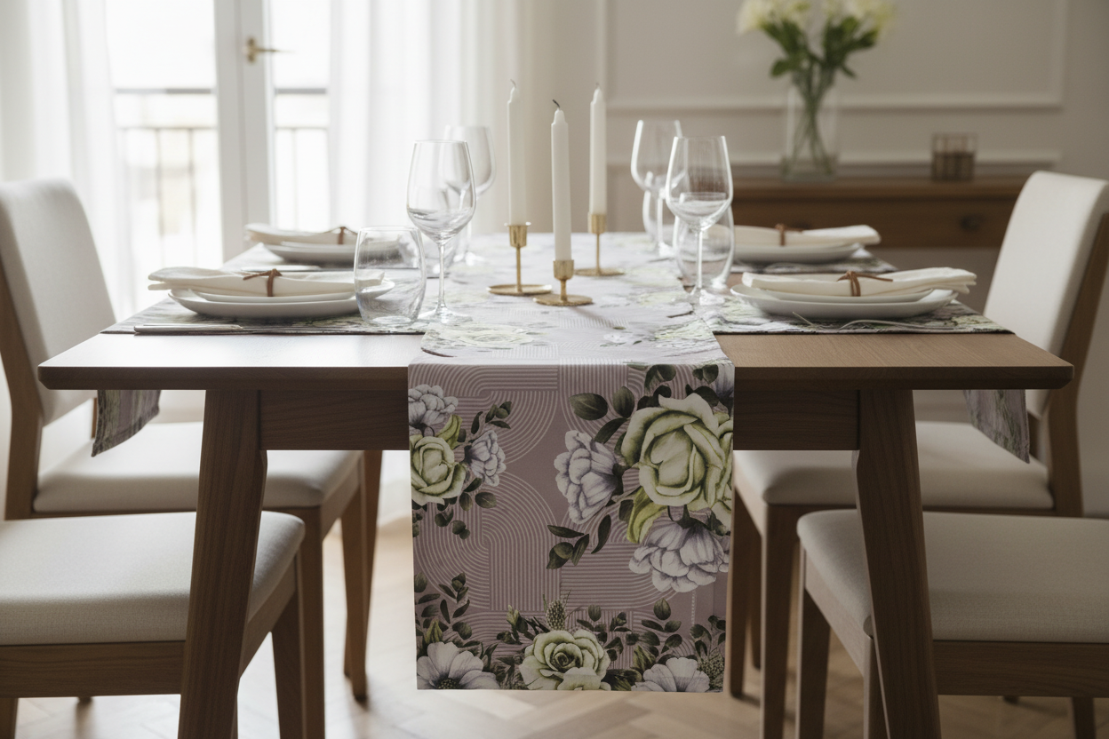 Reverie - Lilac Table Runner - Lifestyle