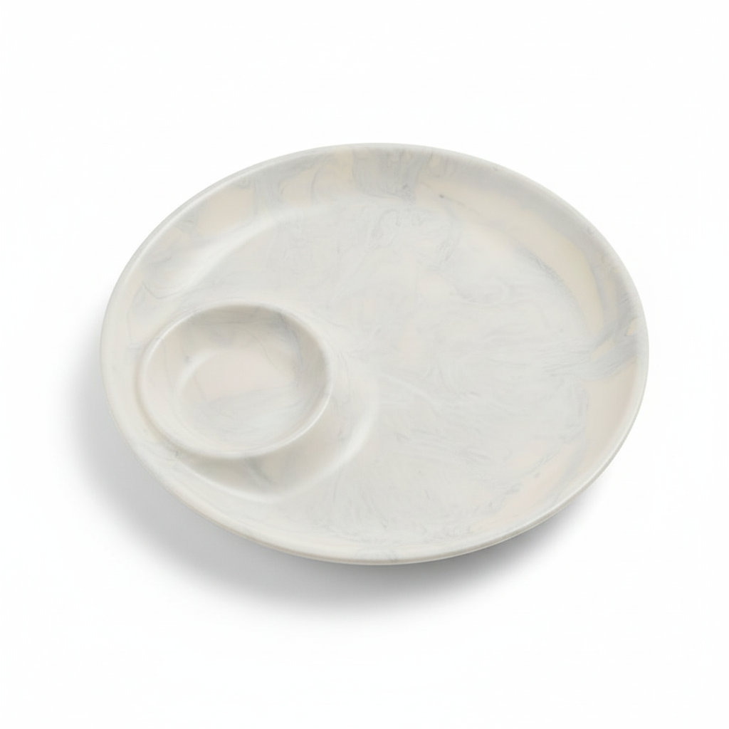 Round Chip & Dip White Swirl - Fondo Blanco