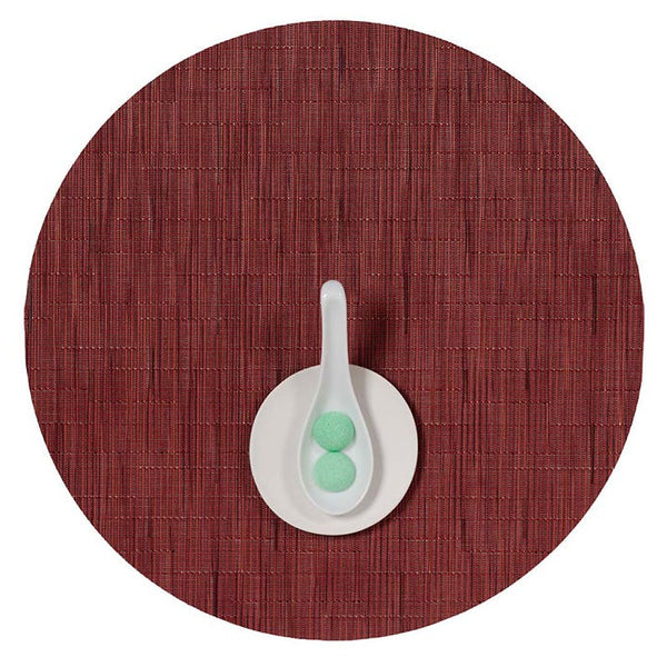 Bamboo - Round Placemats Cranberry (Set of 4)