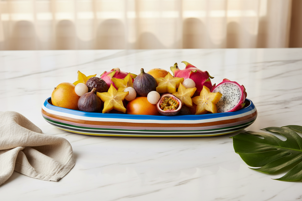 Rucchin Oval Bowl - Frutas exóticas y mármol