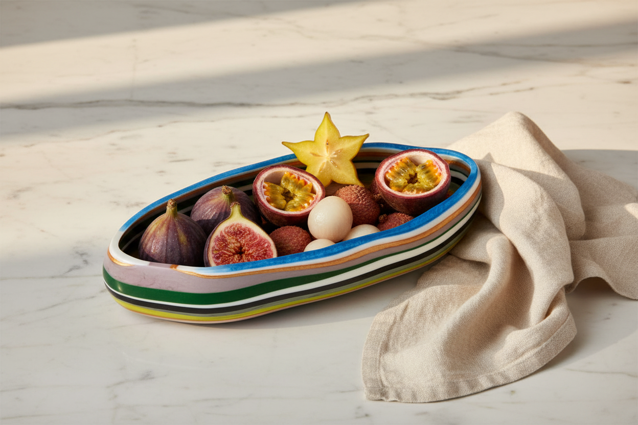 Rucchin Small Oval Bowl - Frutas exóticas y mármol