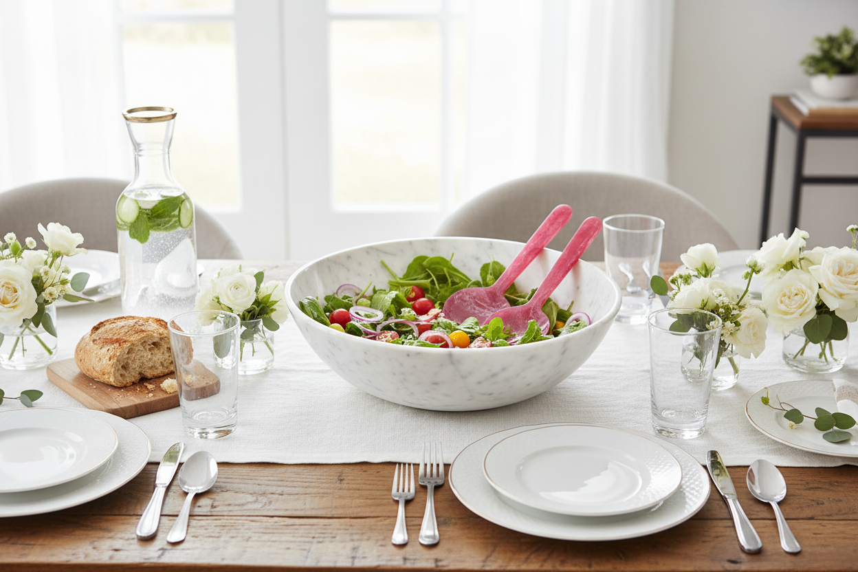 Salad Servers Rose Pink Resin - Mesa elegante