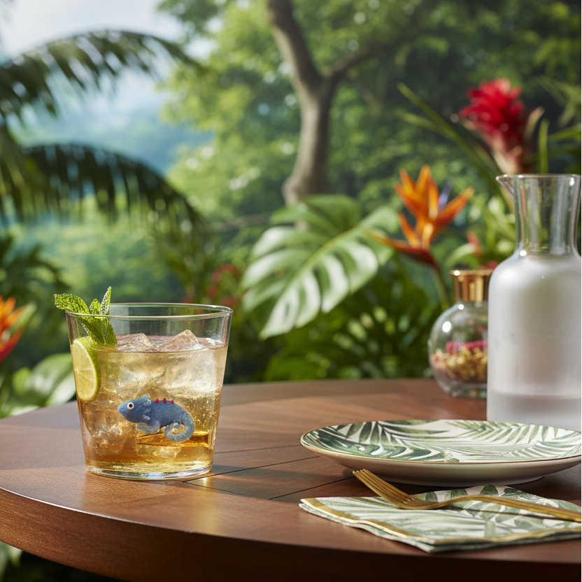 Savannah Tumbler Chameleon - Terraza con selva tropical
