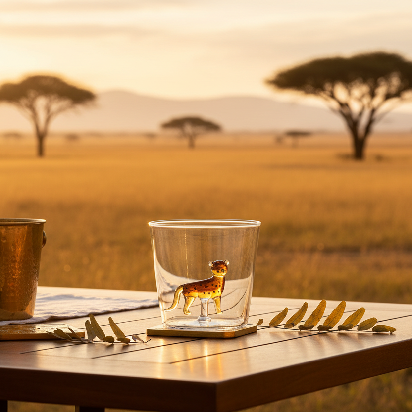 Savannah Tumbler Cheetah - Terraza con paisaje savannah