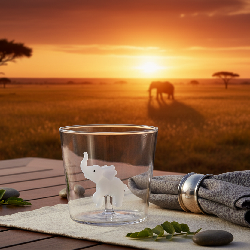 Savannah Tumbler White Elephant - Terraza con paisaje savannah