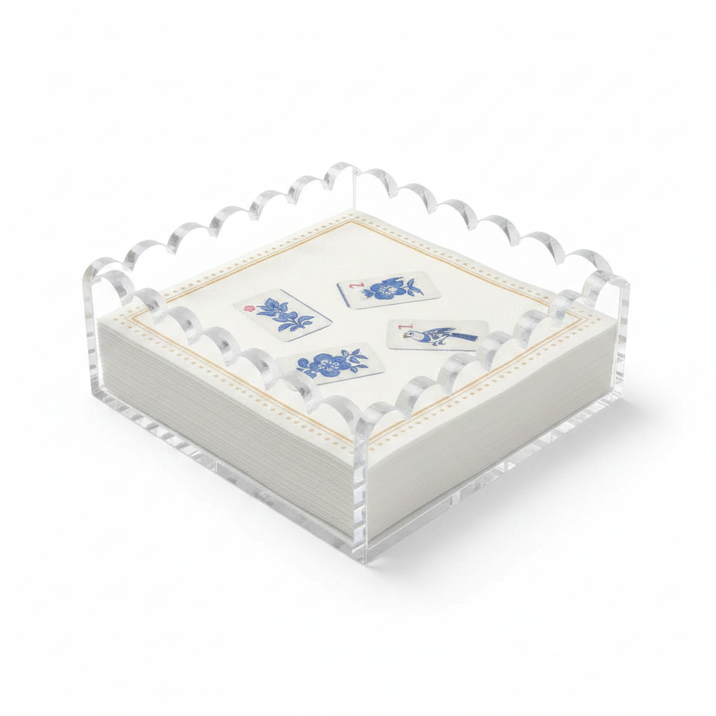Scalloped Napkin Holder + Mahjong 2 Napkins Set