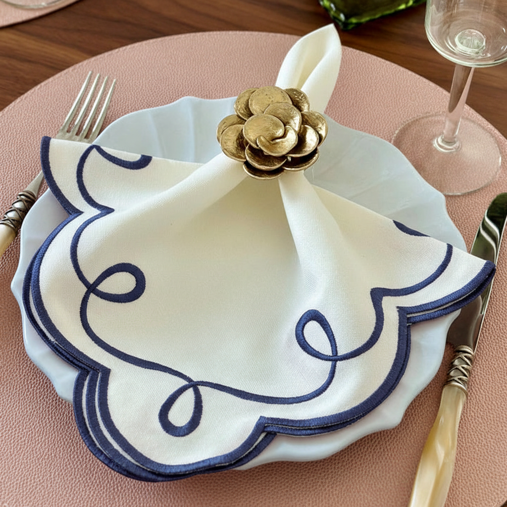 Servilleta Ribbon Twirl - Ribete Azul Marino