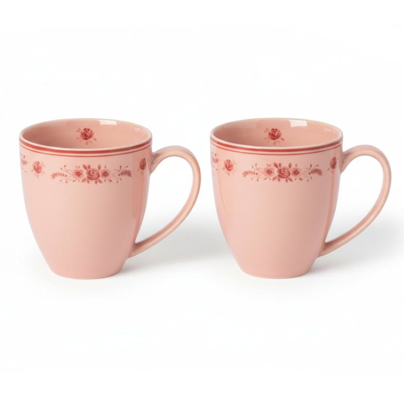 Set de 2 tazas Vila rosa - asas a la derecha