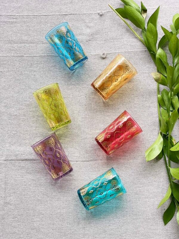 Tea Glasses Assorted Colors Harta Design (Set of 6)